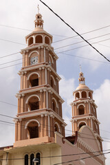 Morning light shines on a beautiful cathedral in central Acayucan, Veracruz, Mexico.