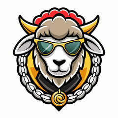 colorful illustration of a sheep head mascot