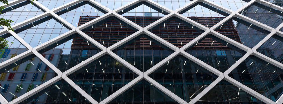 Modern Architecture Features Geometric Design in Urban Setting