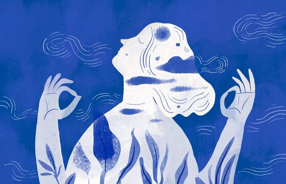 White woman figure in meditation pose