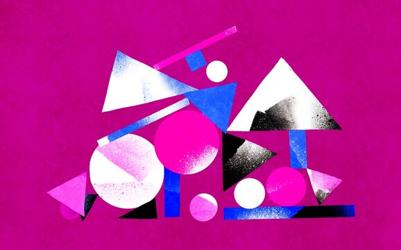 chaotic pile  of geometric forms 