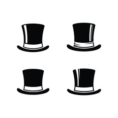 Top Hat Collection Classic Headwear Icons for Design and Fashion