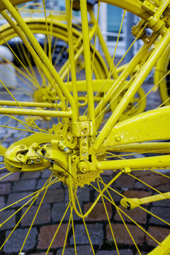 Yellow painted bicycle
