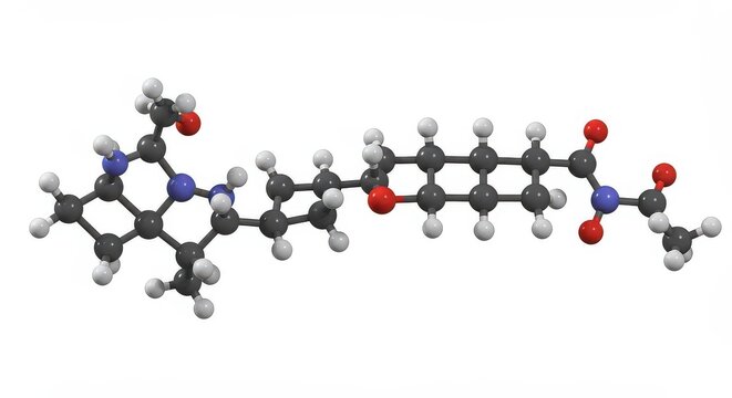 Detailed 3 d molecular structure chemical compound representation isolated