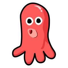Cartoon Illustration of a Red Octopus