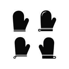 Oven Mitts Icons A set of black oven mitt vectors perfect for cooking or baking projects