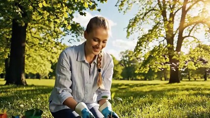World Kindness Day A woman tending to plants on a sunny day in the garden