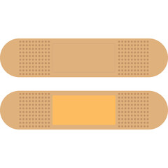 Two Adhesive Bandages One With Yellow Pad and One With Tan Pad Isolated On Transparent Background Minimalist Medical Supplies Graphic Illustration