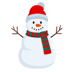 Snowman With Santa Hat And Scarf