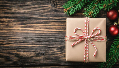 Christmas gift on wooden background decoration .Concept merry christmas