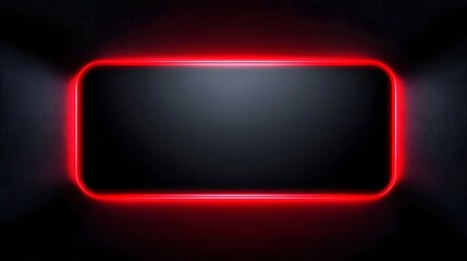 A glowing red rectangular frame with rounded corners on a dark textured background offering central copy space