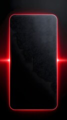 A dark minimalist background featuring a glowing red neon border around a rounded rectangular area offering ample copy space for design