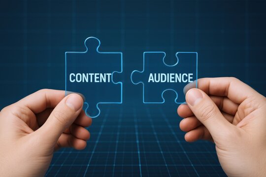 Connecting Content with Audience: Two Hands Holding Puzzle Pieces Symbolizing Strategy and Digital Marketing Integration