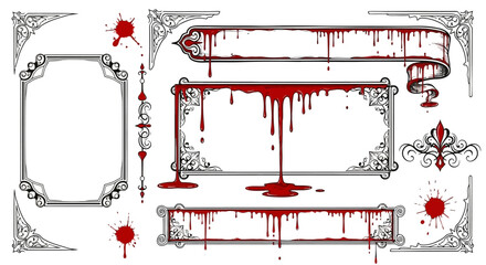 Bloody Frames and Dividers Horror-Themed Graphic Elements Collection © Avra
