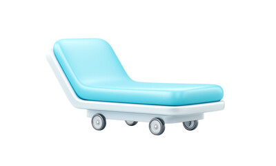 A modern, stylish blue lounge chair with wheels for easy mobility and comfort.
