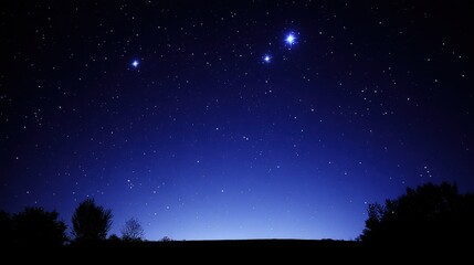Fototapeta premium Stunning Starry Night Sky Over Horizon Landscape: Tranquil, Dark, and Majestic Scenery
