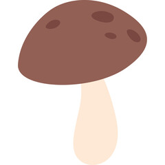 Brown mushroom with a light stem on a transparent background a simple graphic illustration for forest and nature themes