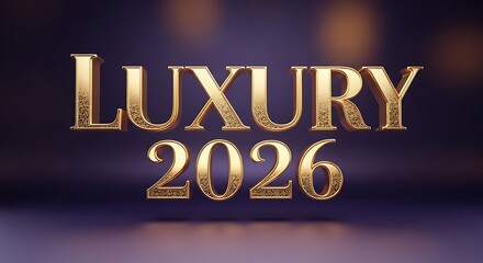 Elegant golden text "LUXURY 2026" set against a sophisticated dark background, evoking exclusivity and future aspirations.