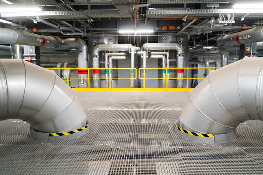 Industrial Piping System Inside Of Energy Plant