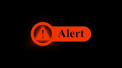 Red alert warning icon glowing on black background, neon exclamation mark inside triangle with alert text, system danger notification, error signal, emergency message, cybersecurity and caution - Powered by Adobe