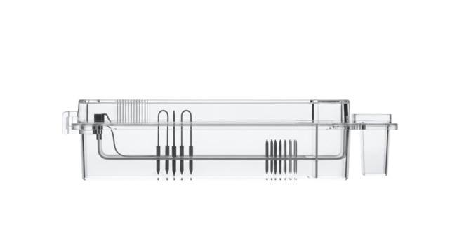 Transparent Laboratory Container with Internal Components isolated on a transparent background