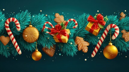 Festive Christmas Holiday Ornament Background