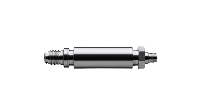 Polished Metal Cylinder with Threaded Ends steel chrome isolated on a transparent background