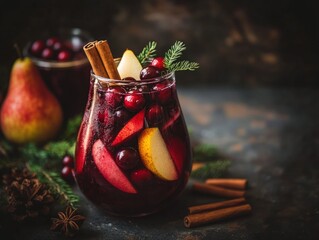 Festive Cranberry Pear Christmas Sangria