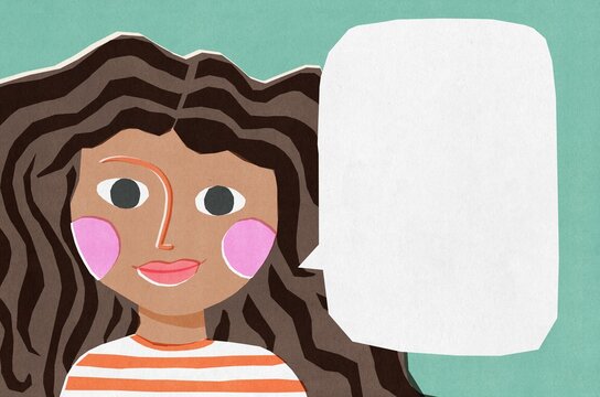 Woman with Blank Speech Bubble