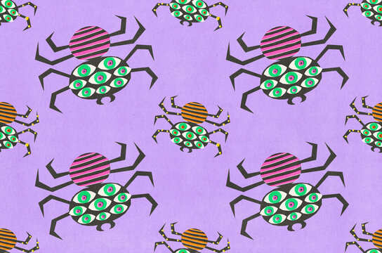 Spooky Halloween Spider pattern Illustration