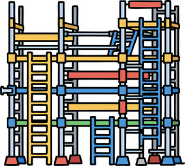 Colorful Playground Climbing Structure for Childrens Recreation.