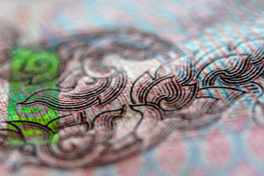 Intricate Close-Up of Decorative Banknote Designs and Patterns