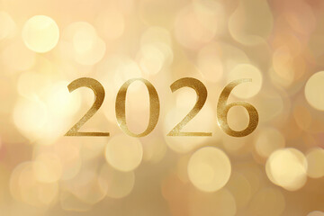 Soft Glowing Gradient Background with Elegant Gold "2026" Digits