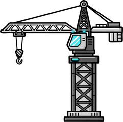 Heavy-duty construction crane with a hook, ready for lifting operations.