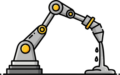Industrial Robotic Arm Pouring Liquid Concrete.
