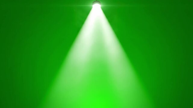 Volumetric Light Beam Effect with spotlight isolated on green screen distortion, overlay, glitch, static noise, scan lines black background, 4k animated video loop