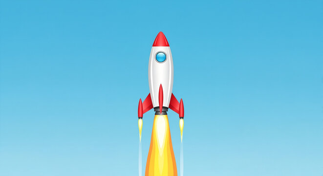 Rocket Launch into Blue Sky: Startup, Innovation, Business Growth, and Project Kickoff