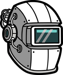 Welding Helmet Cartoon Illustration for Industrial Safety.