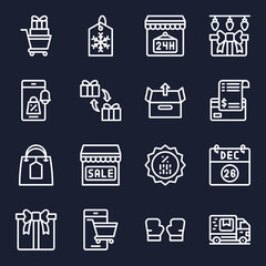 Shopping and Holiday Season Icons Festive Vector Illustrations for E-commerce and Retail