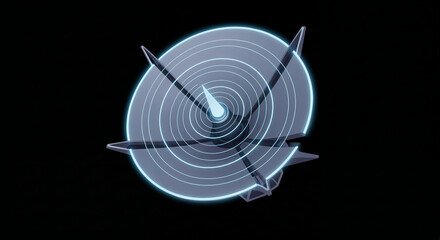 Digital Radar or Sonar Screen Scanning - Technology, Security System, Signal Detection, and Cyber Concept