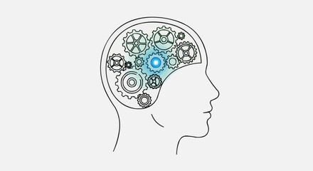 human head silhouette with gears