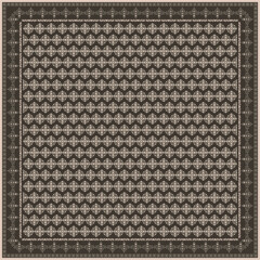 Hijab scarf flower abstract pattern.Ethnic geometric ornament with frame motif border hijab pattern.Design for fabric,print,scarves,shawl,kerchief,bandana,clothing,pareo,pillows,tablecloth,decoration.