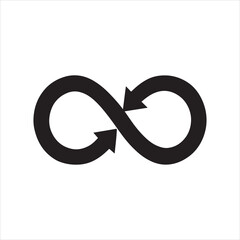 Infinity Loop Symbol with Arrows Representing Endless Cycle and Continuity in Black and White Graphic Design Illustration