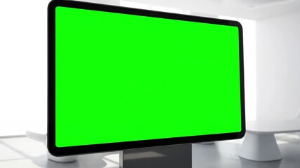 Detailed View of Green Screen Surface with female project manager holds meeting presentation for a team developers she shows interactive whiteboard device business planning concept young people work - Powered by Adobe