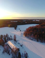 Snowy landscape, aerial view