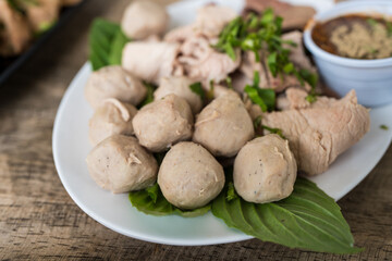 Steaming Thai meatballs. Thai appetizer