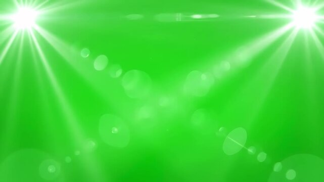 Dynamic Light Effects with sun rays on green screen from top view beautiful white spotlight moving underwater sea scene flash lights bright lens flare effect chroma key 4k resolution distortion