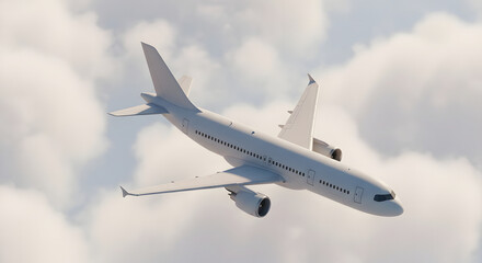 Obraz premium Modern Passenger Airplane Flying High Above the Clouds.