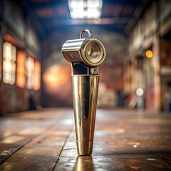 Vintage Brass Flashlight on a Rustic Wood Floor