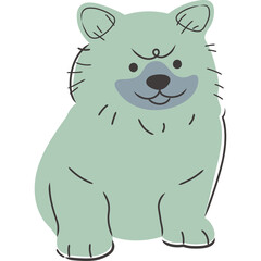 Naklejka premium Cute Cartoon Dog Sitting On Transparent Background With Green Fur And Blue Face Accents A Playful Expression